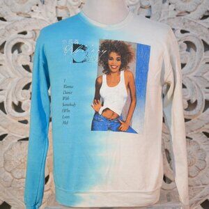 Whitney Houston Graphic Sweatshirt I Wanna Dance With Somebody Blue Gradient M